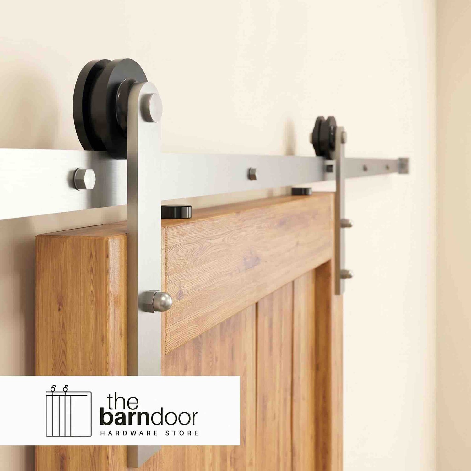 Straight Brushed Nickel Barn Door Hardware Kit