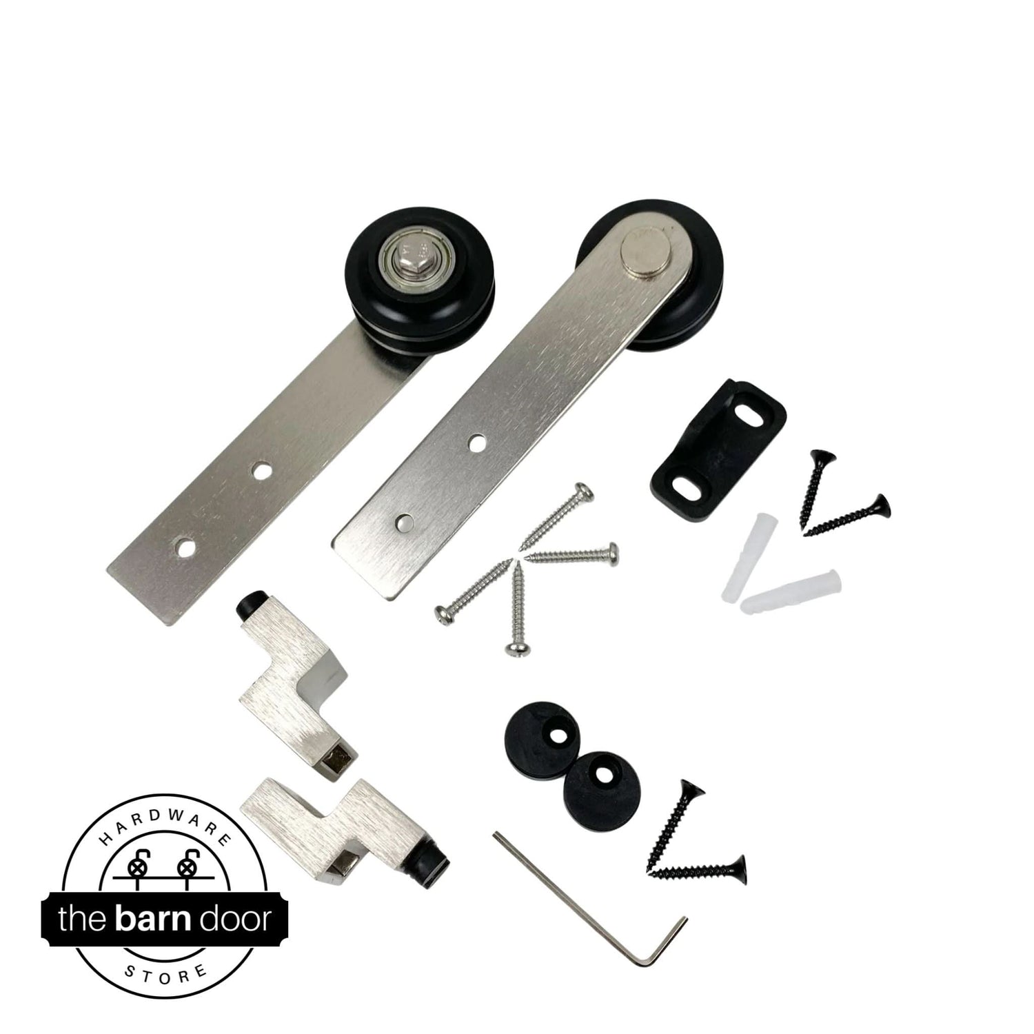 Brushed Nickel Straight Mini Cabinet Barn Door Rollers