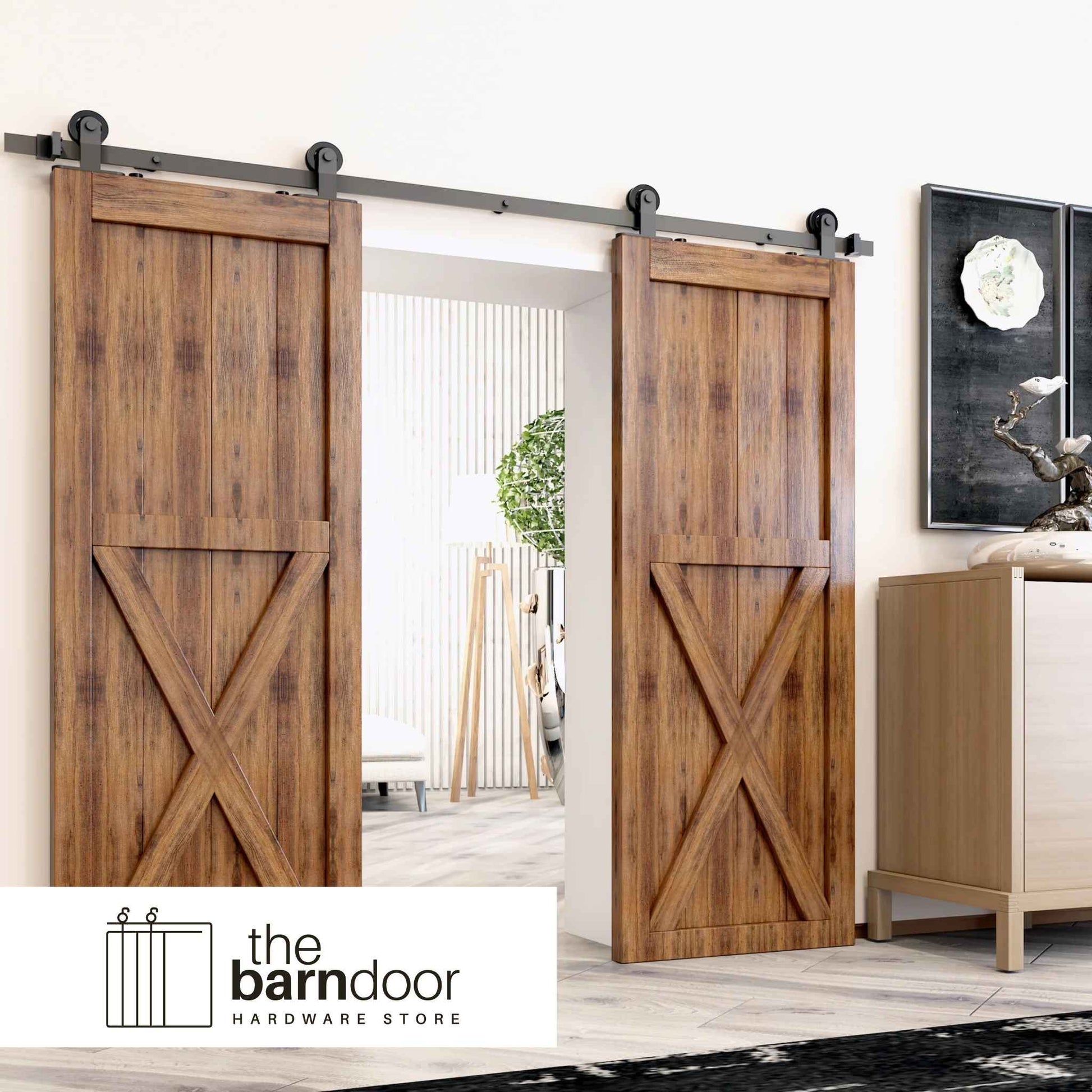 Black T-Shape Barn Door Hardware Kit