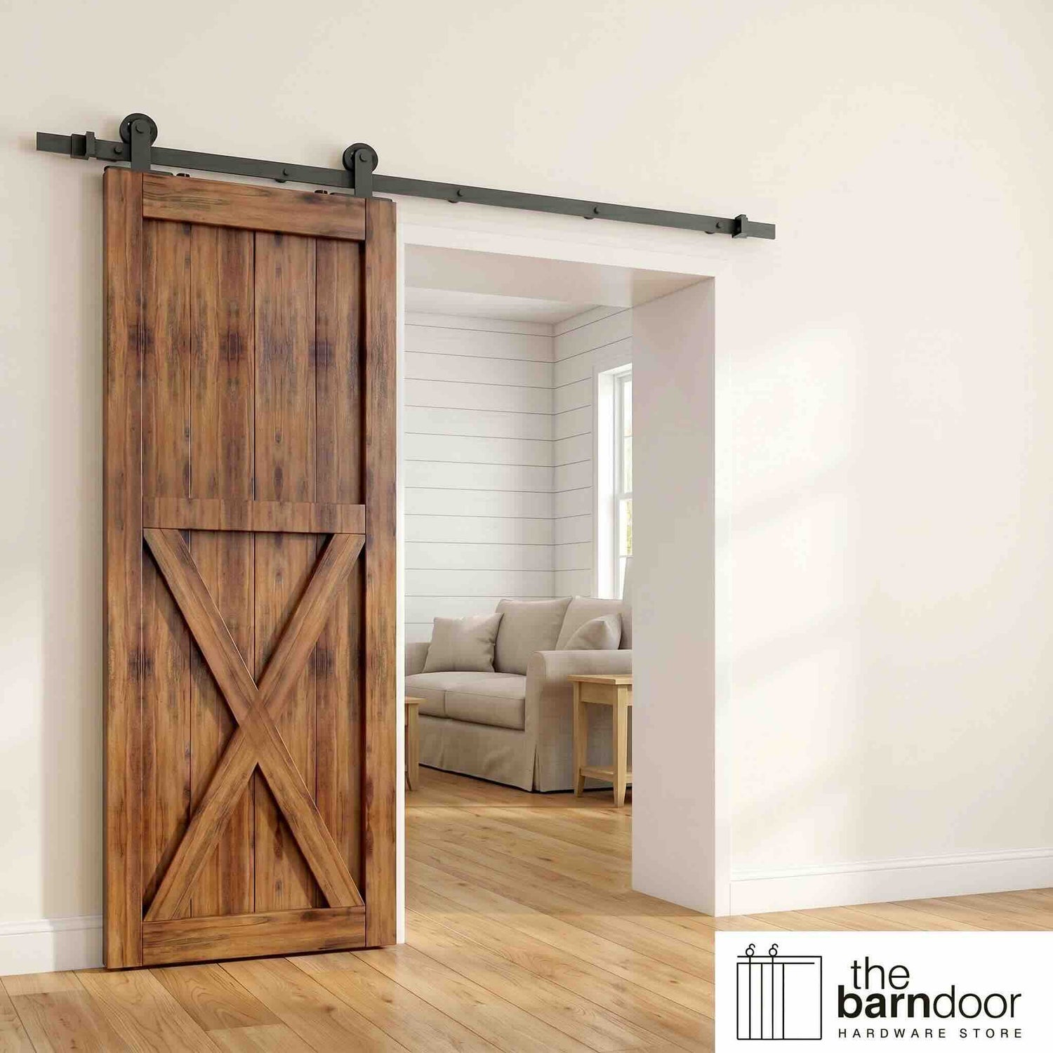 Black T-Shape Barn Door Hardware Kit