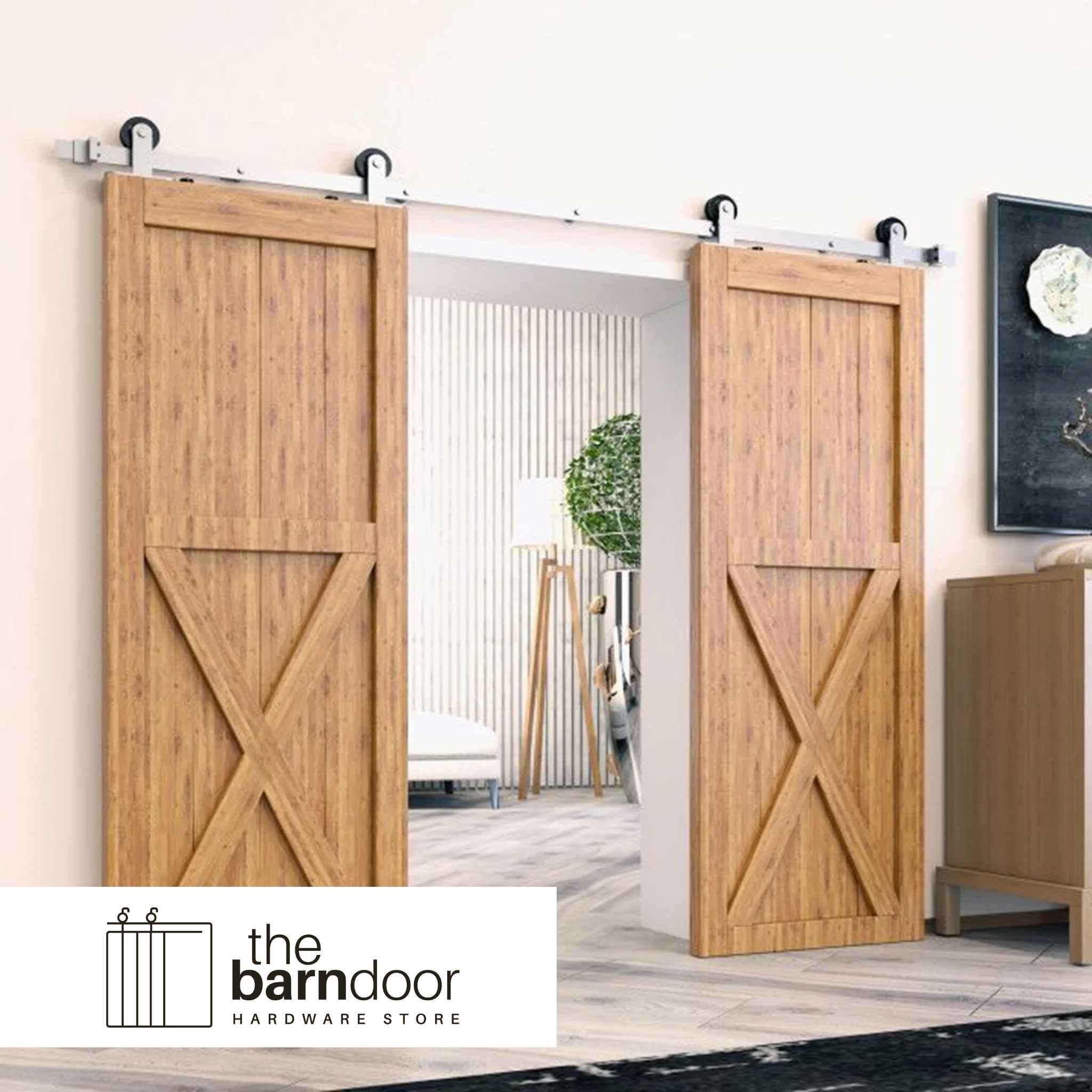T-Shape Brushed Nickel Barn Door Hardware Kit