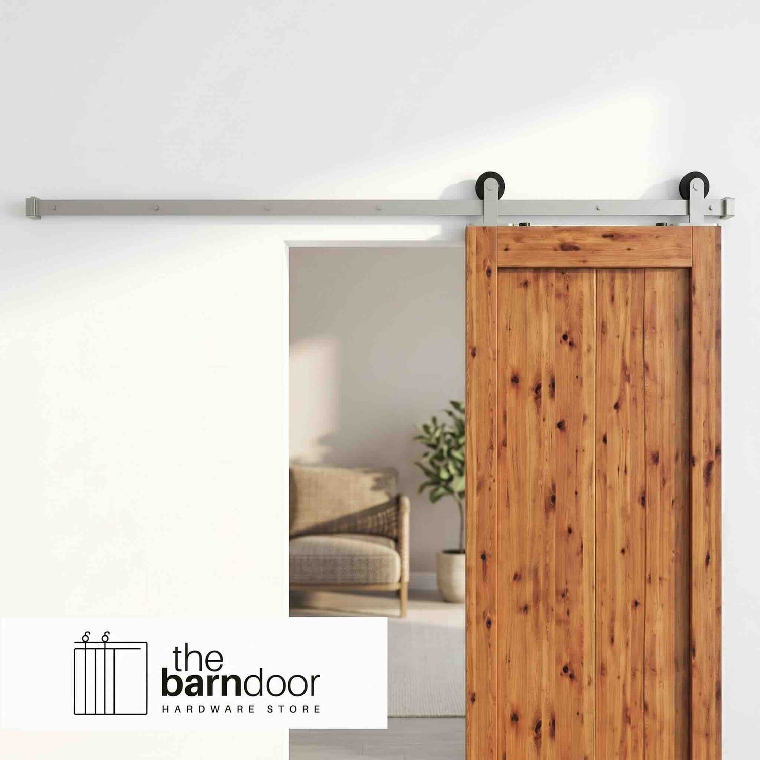 T-Shape Brushed Nickel Barn Door Hardware Kit