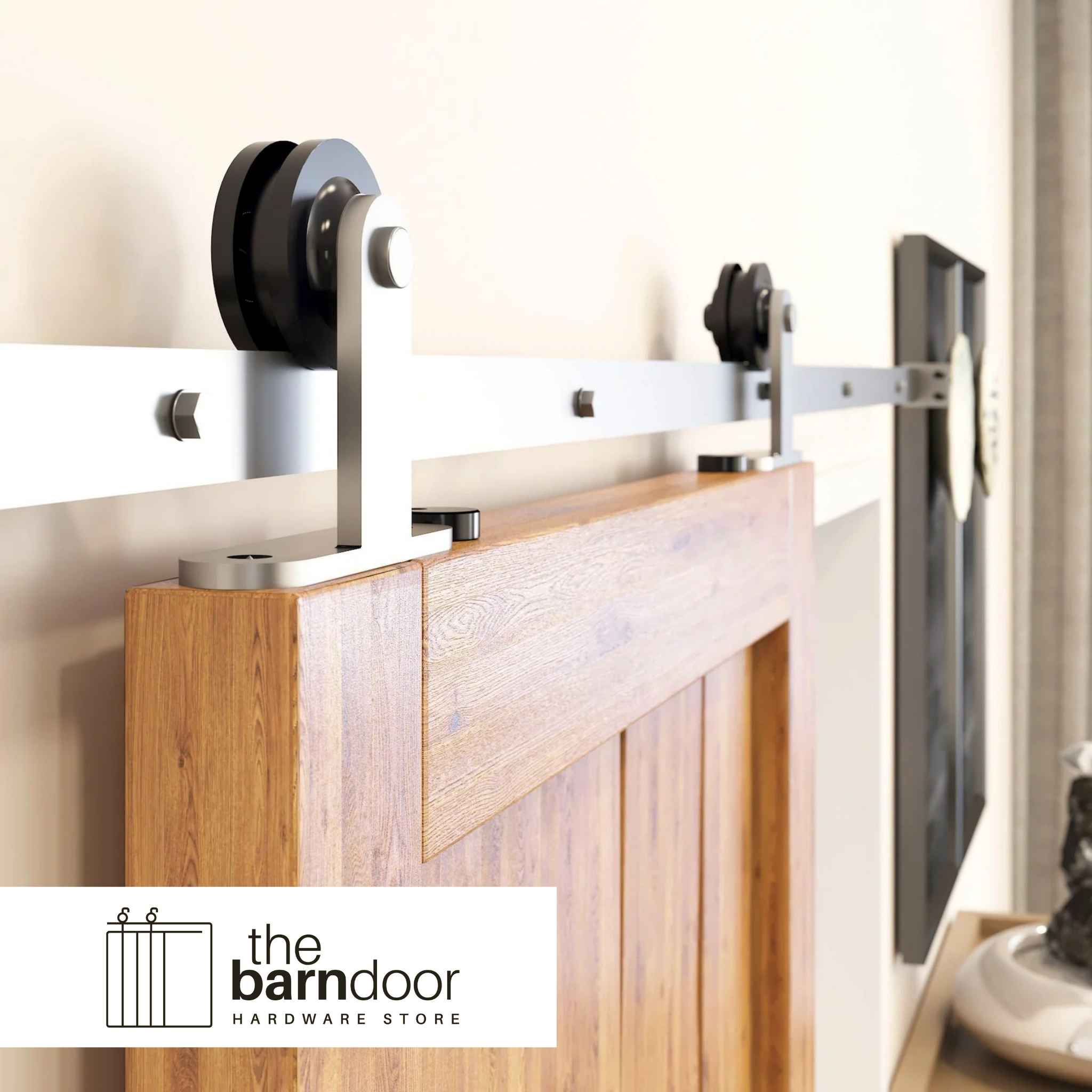 T-Shape Brushed Nickel Barn Door Hardware Kit
