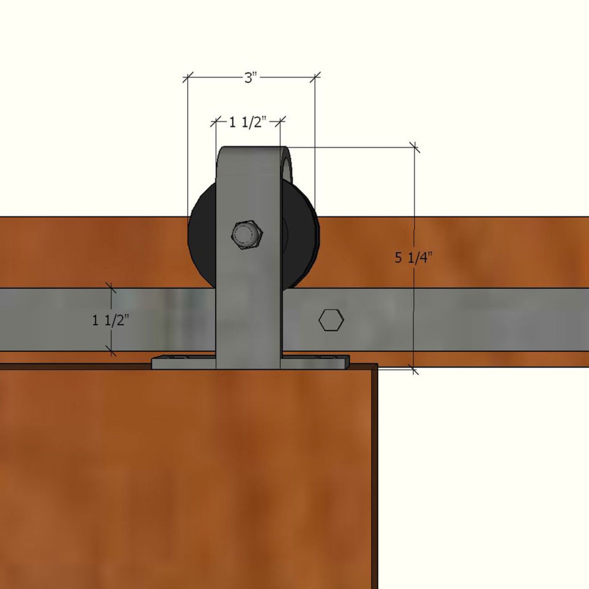 Top Mount Brass Barn Door Hardware Measurements