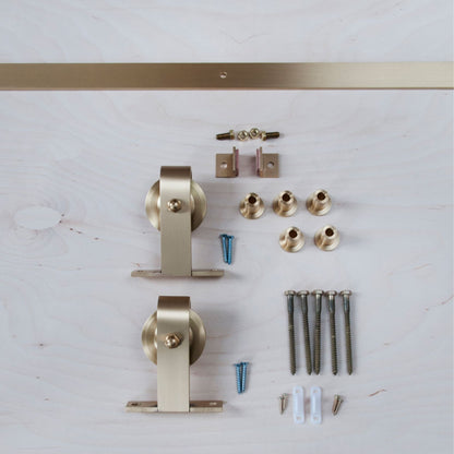 Top Mount Brass Barn Door Hardware