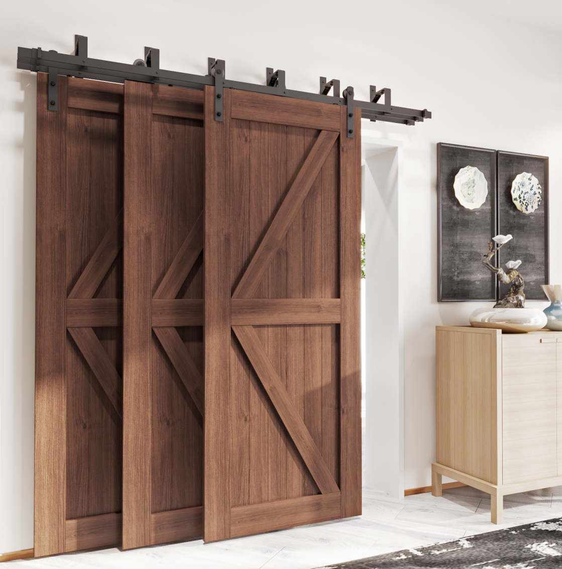 Triple Track Barn Door Hardware