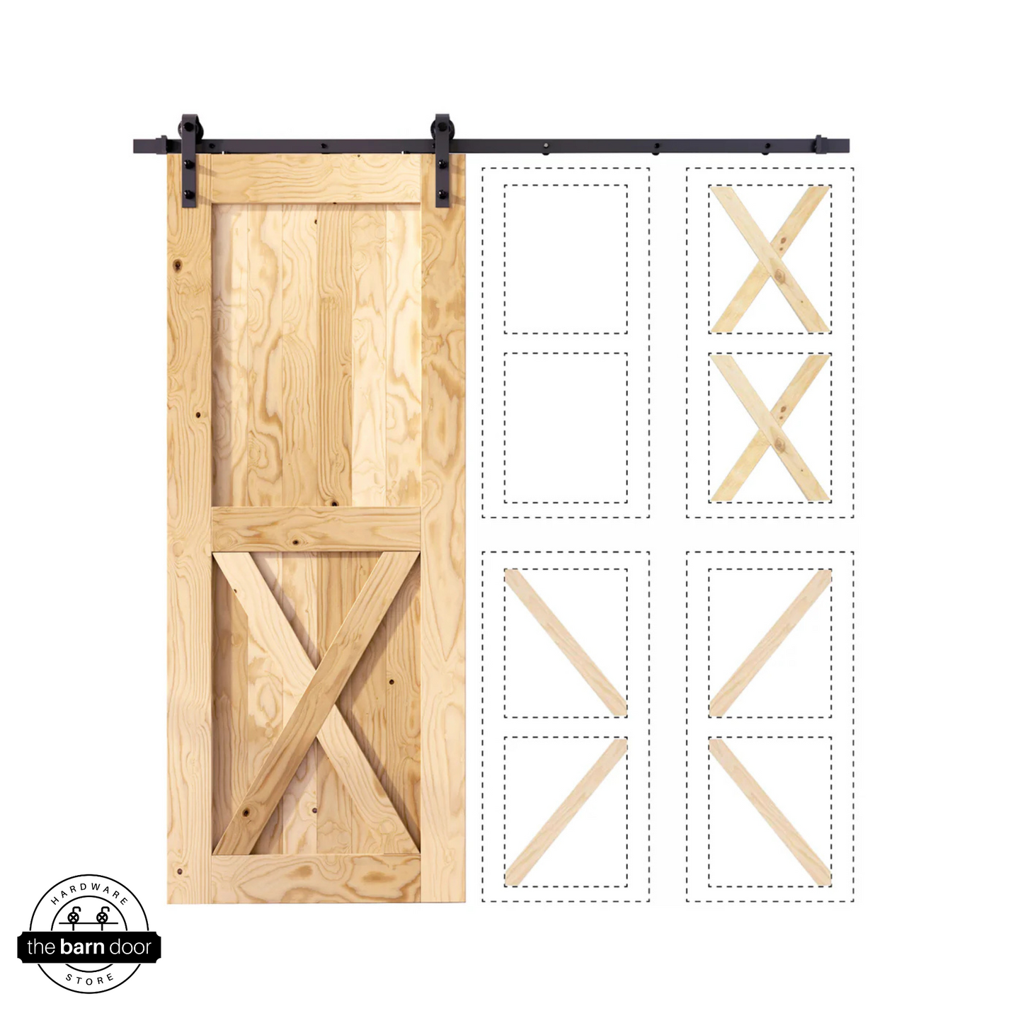 Unfinished Barn Door with Classic Single Track Barn Door Kit Design Options by TBDHS