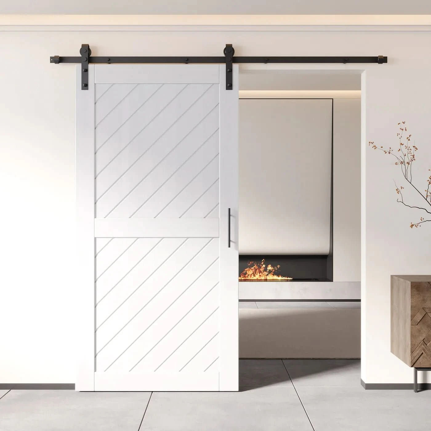 White Slanted Barn Door