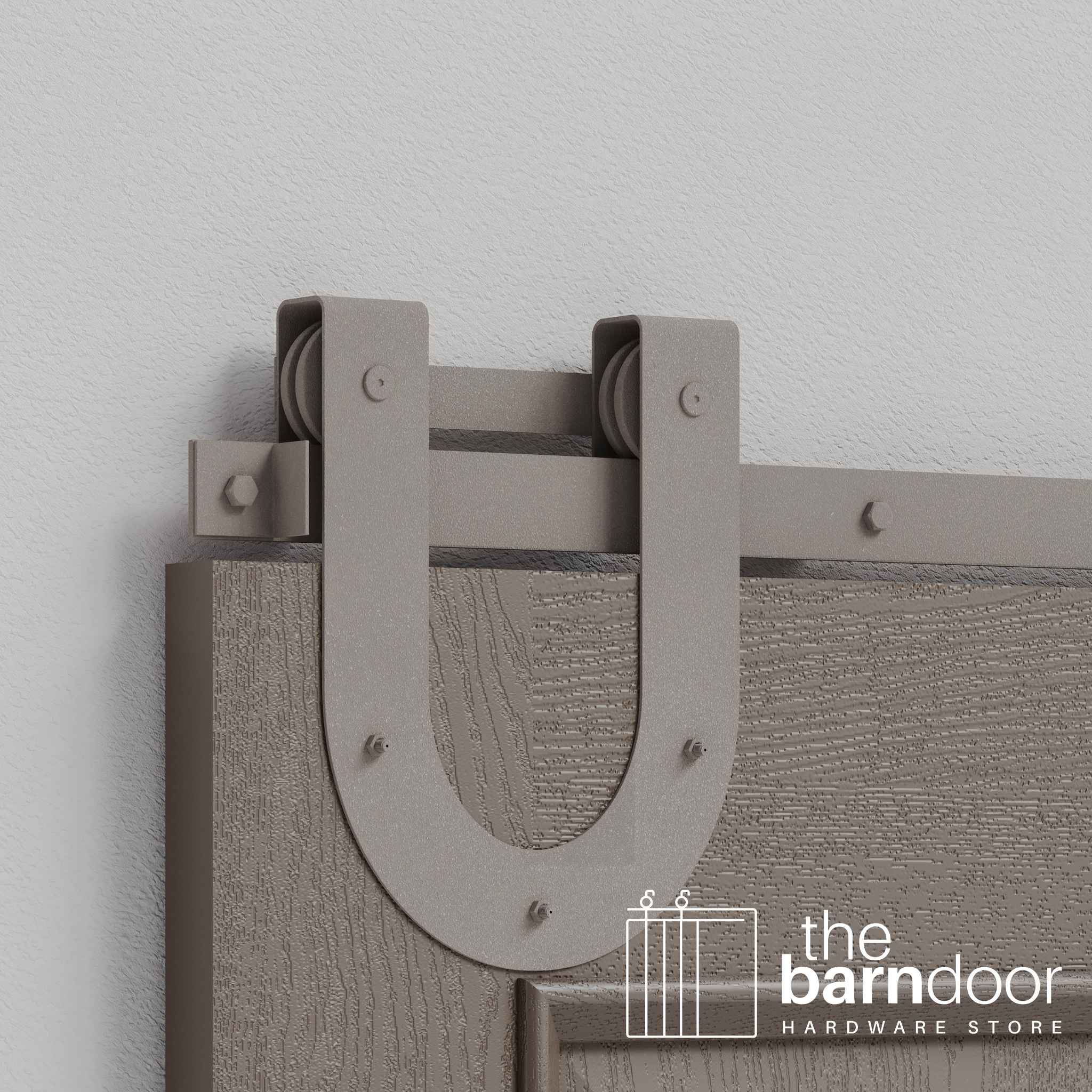 White Bronze Horseshoe Heavy Duty Single Track Barn Door Hardware