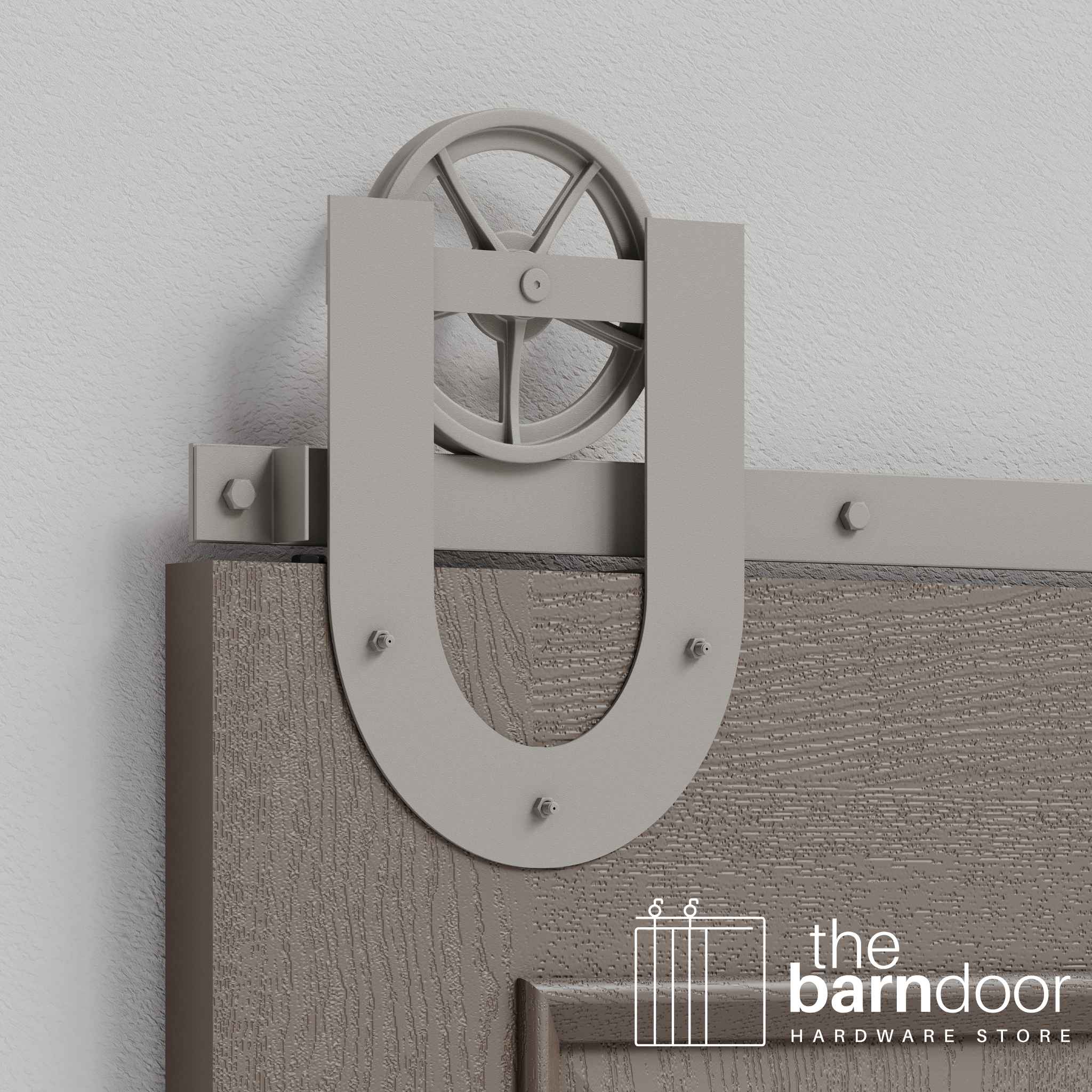 White Bronze Horseshoe Wagon Wheel Heavy Duty Single Track Barn Door Hardware