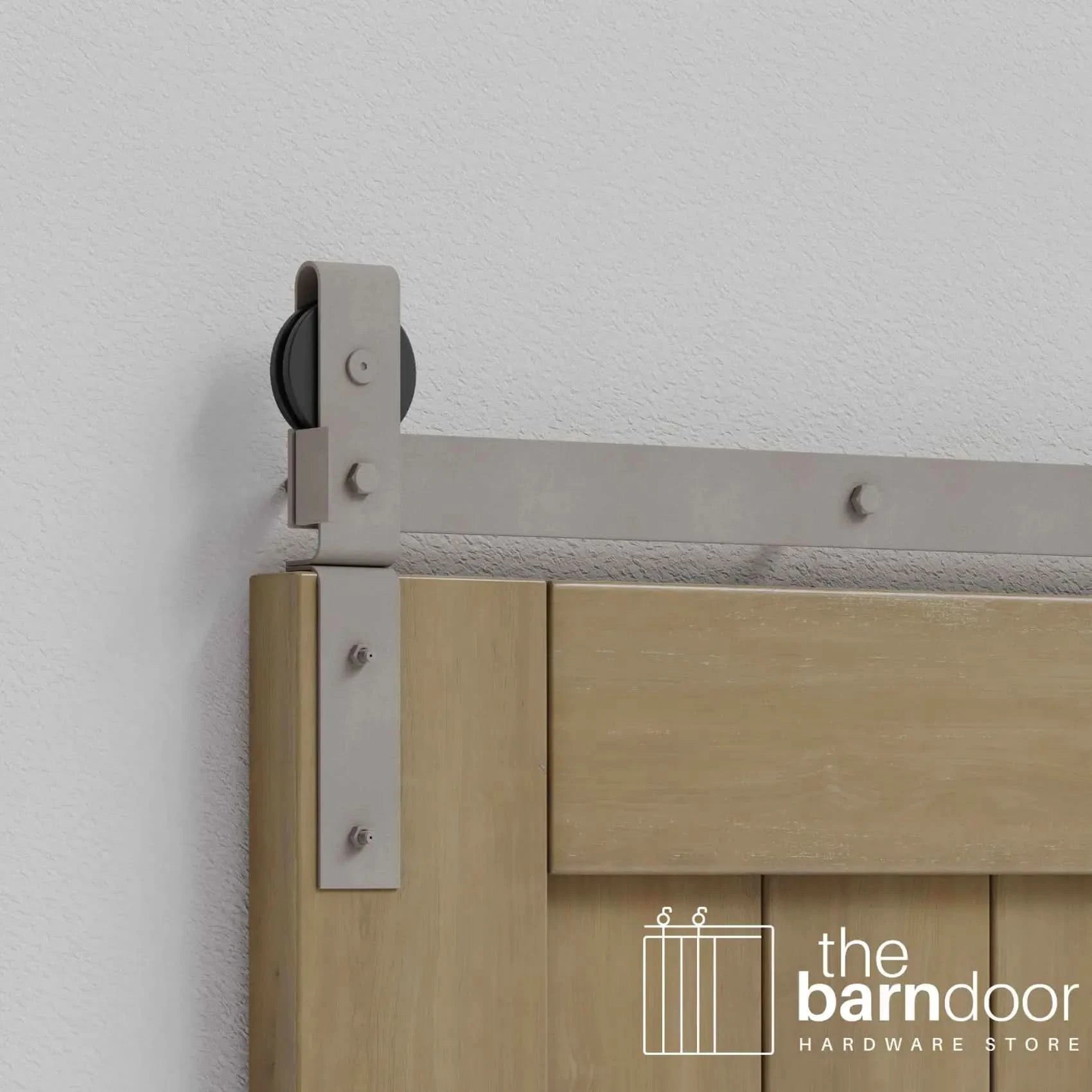 White Bronze J Strap Bifold Barn Door Hardware