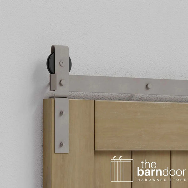 White Bronze J Strap Bifold Barn Door Hardware