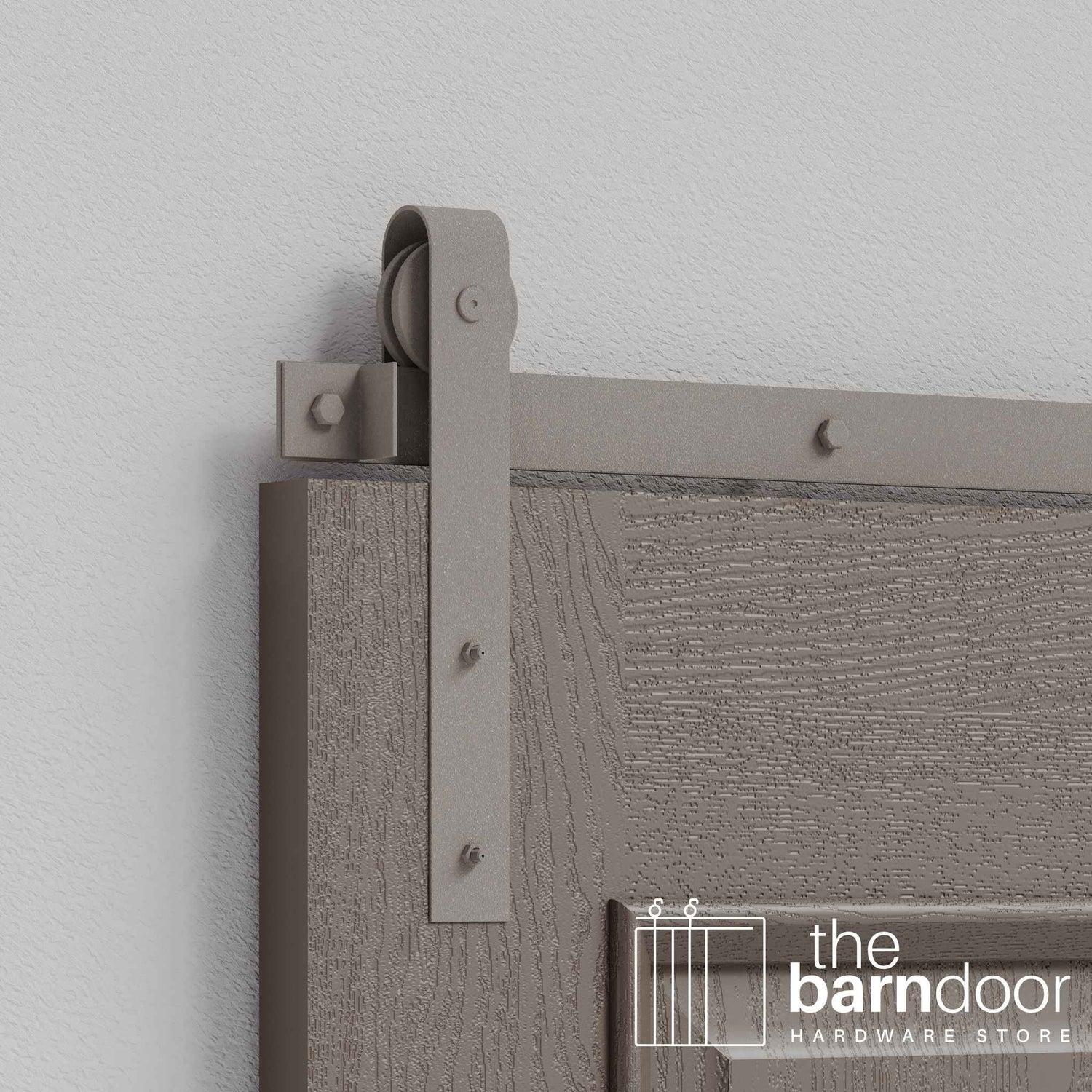 White Bronze J Strap Heavy Duty Single Track Barn Door Hardware