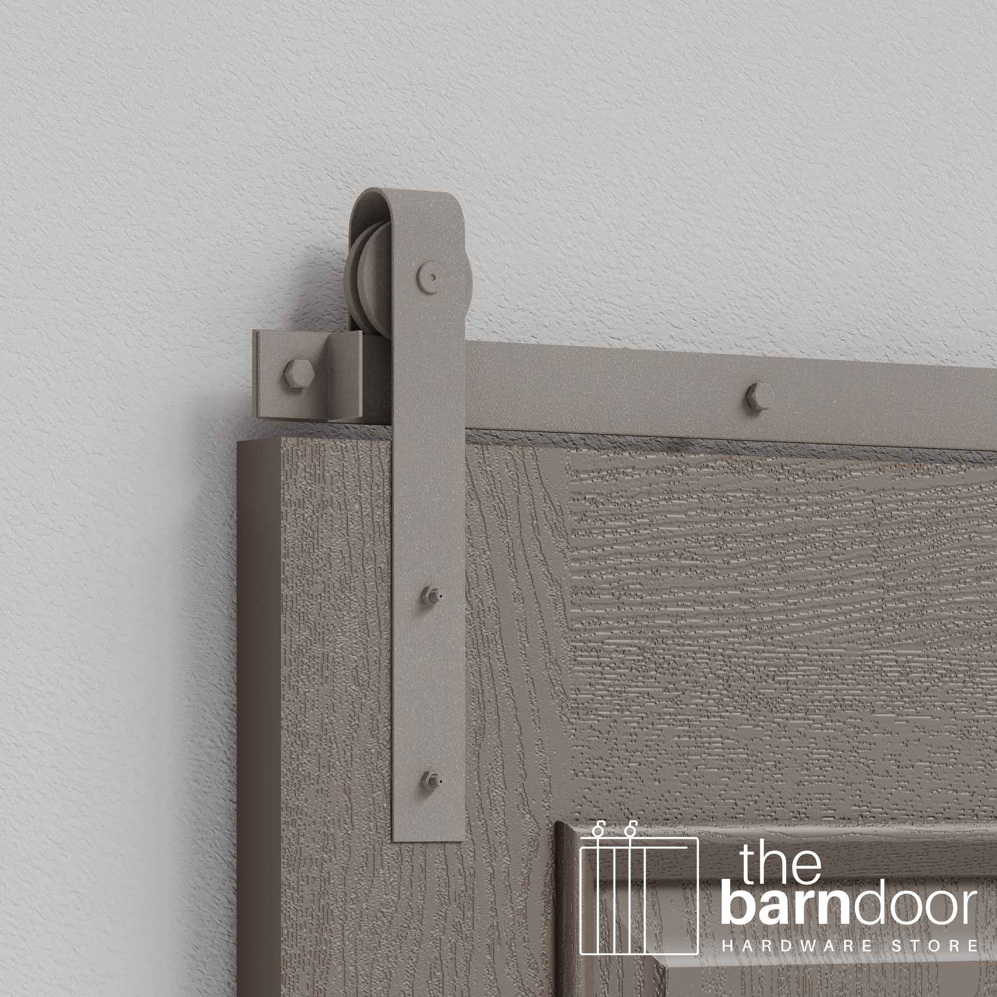 White Bronze J Strap Heavy Duty Single Track Barn Door Hardware