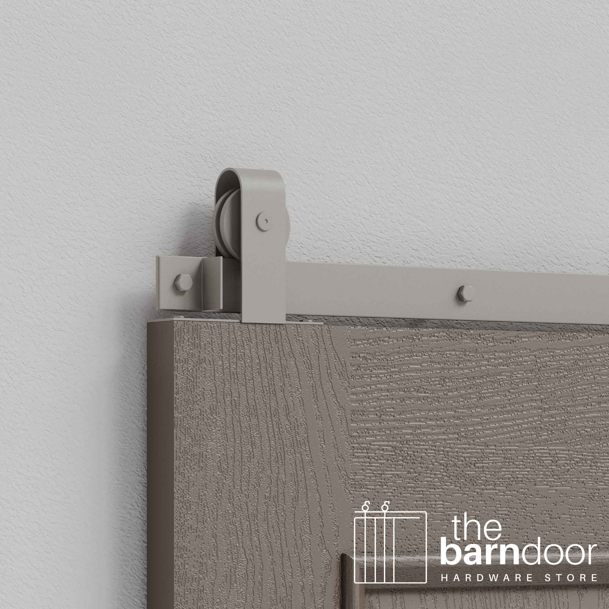 White Bronze J Strap Top Mount Heavy Duty Single Track Barn Door Hardware