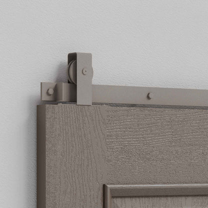 White Bronze J Strap Top Mount Heavy Duty Single Track Barn Door Hardware