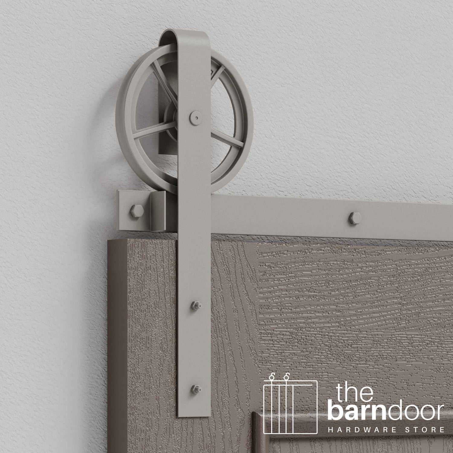 White Bronze Wagon Wheel Heavy Duty Single Track Barn Door Hardware