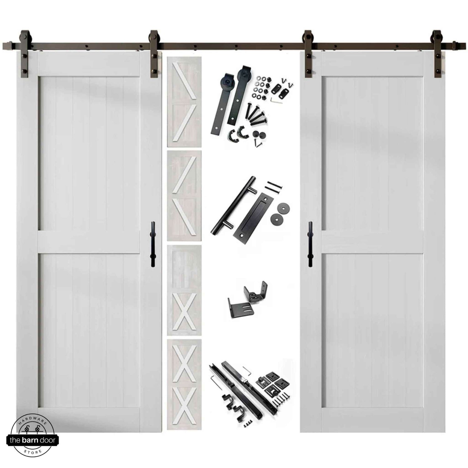 White Classic Double Barn Door Kit