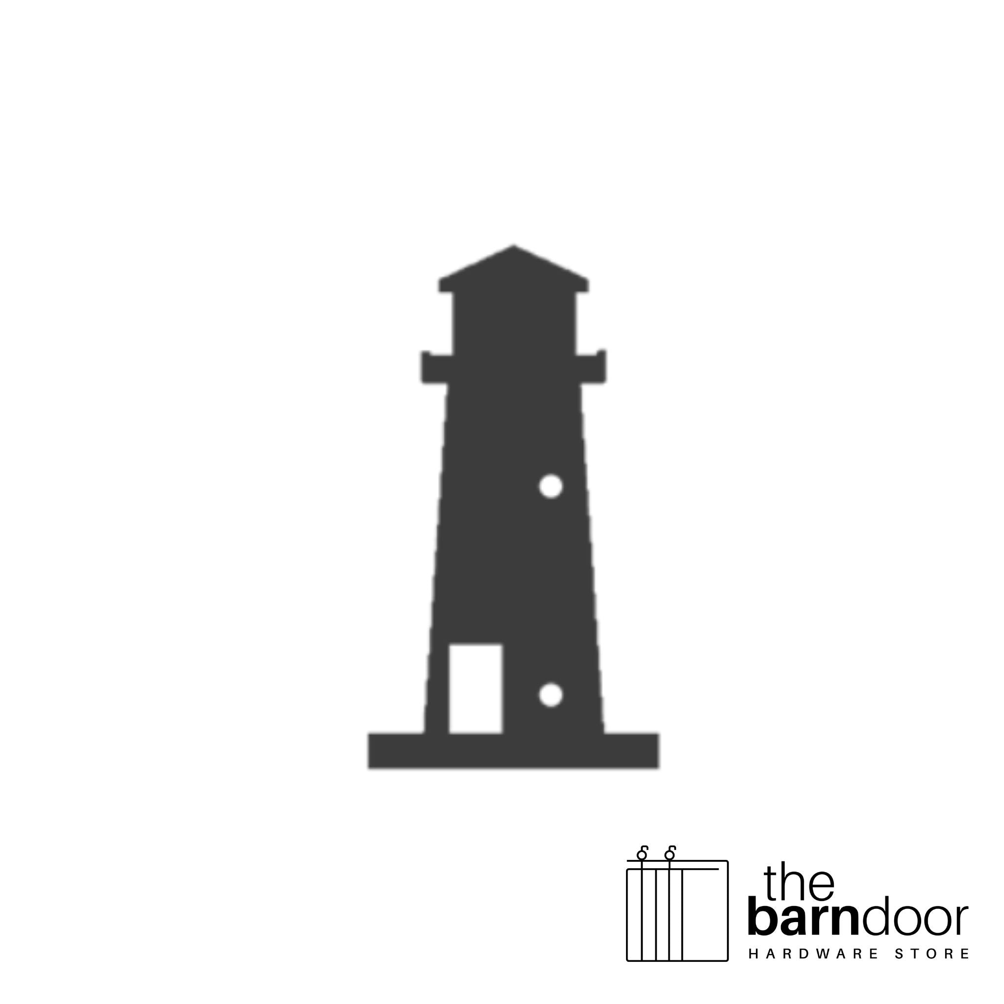 Lighthouse barn door accent trim in black— Goldberg Brothers Coastal & Tropical collection