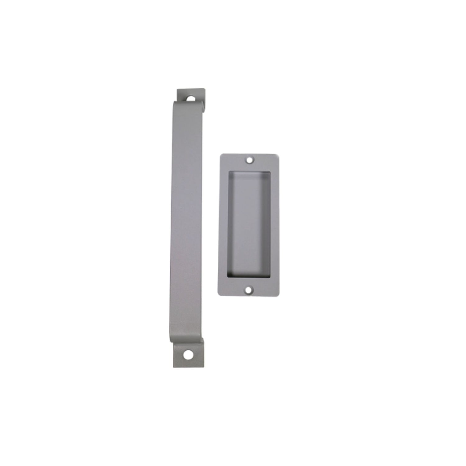 Medium pull handle set in silver metallic