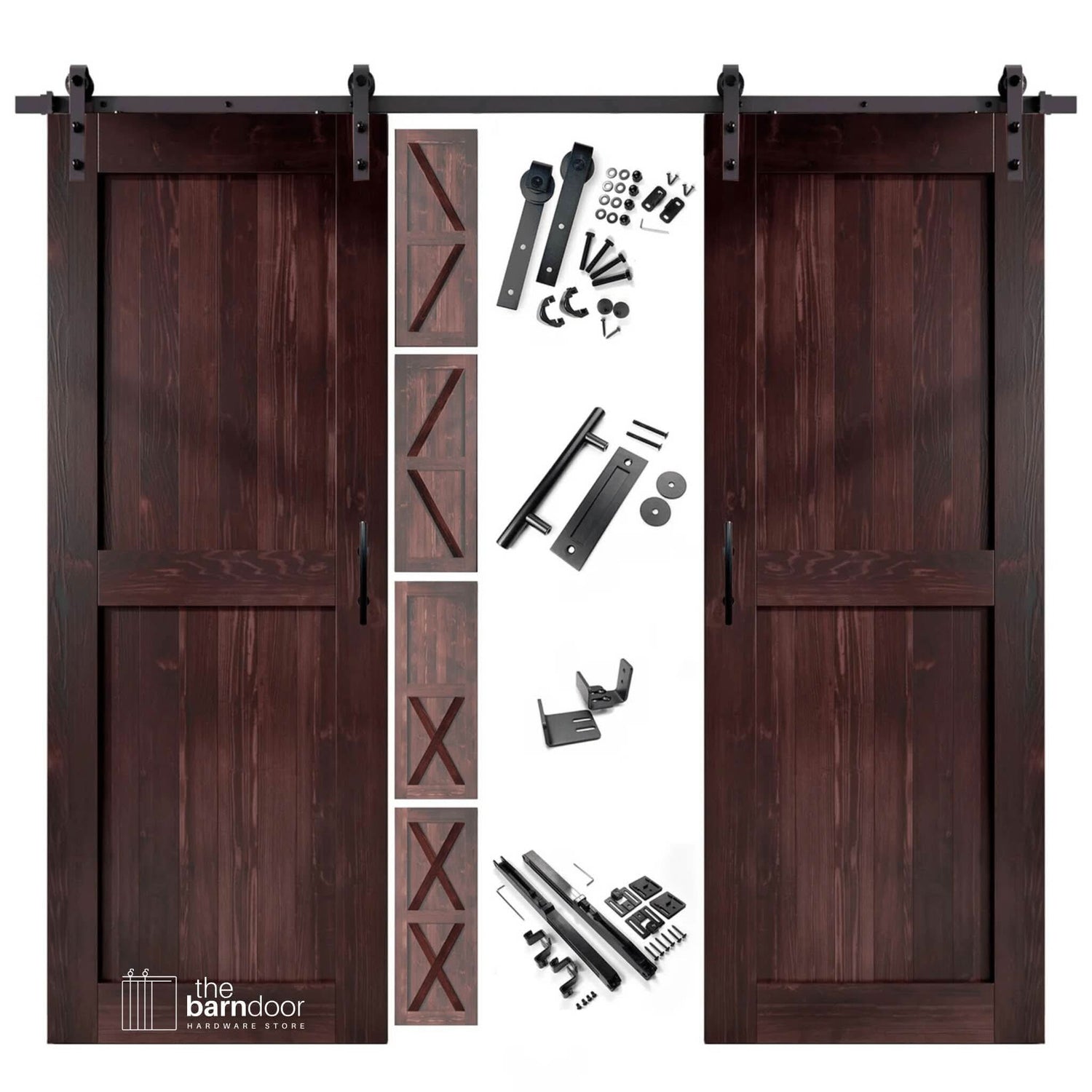Red Mahogany Classic Double Barn Door Kit