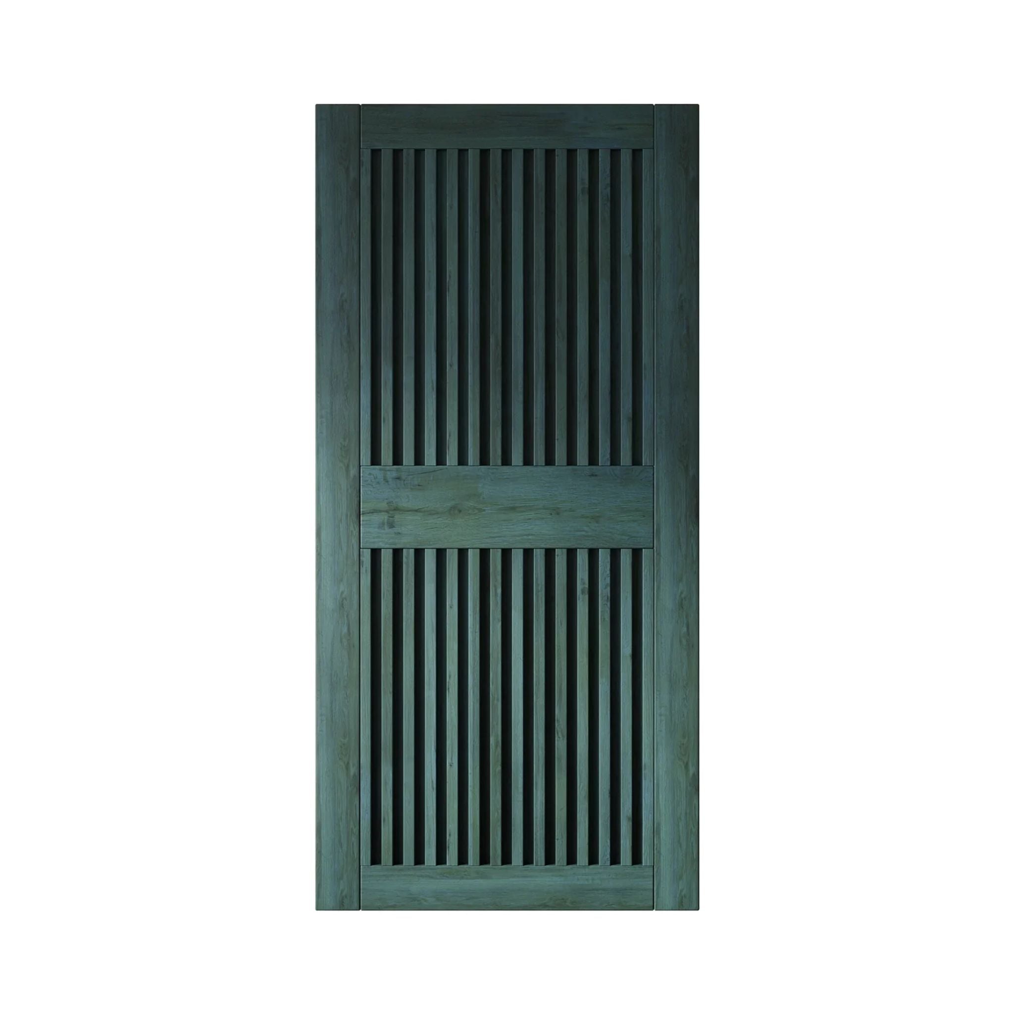 Royal pine wooden door with slatted design on a white background