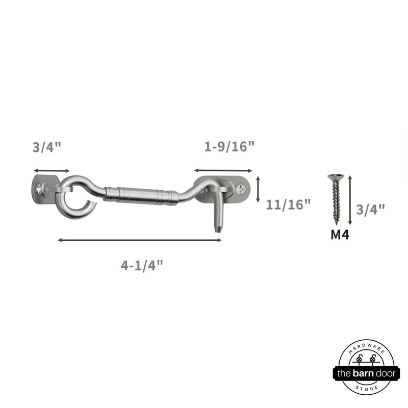 Stainless steel hook door latch with dimensions
