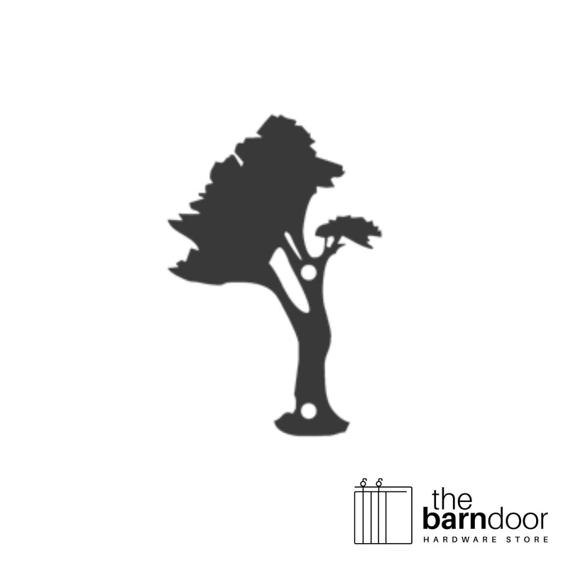 Tree barn door accent trim in black— Goldberg Brothers Botanicals & Seasons collection